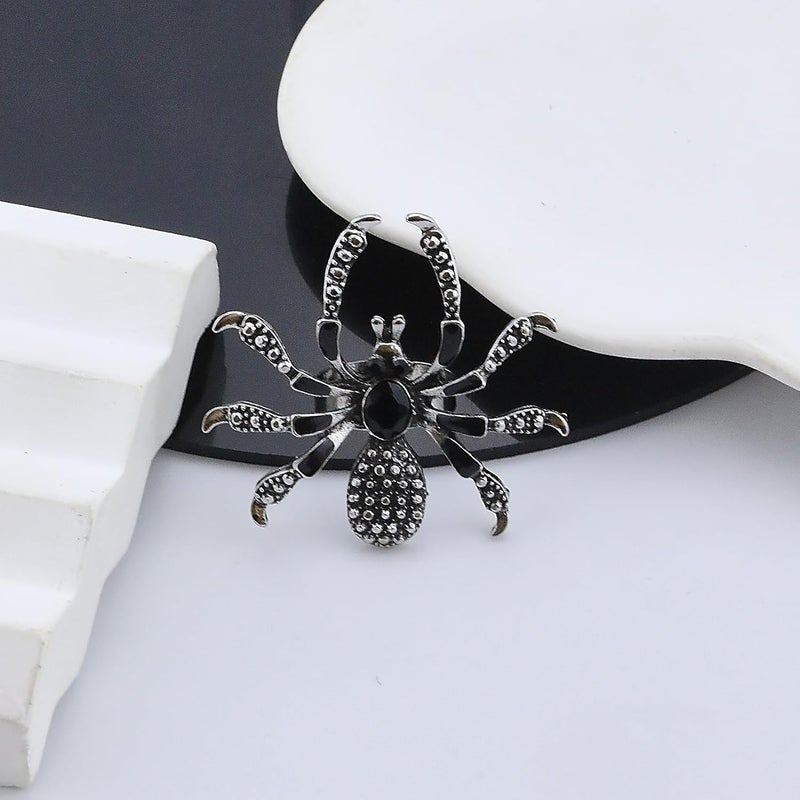 ANGLEQUEEN Punk Halloween Spider Rings for Women Knuckle Black Spider Web Bat Ring Gothic Vintage Dark Crystal Ring Red Rhinestone Statement Rings Halloween Witch Jewelry - Image 4